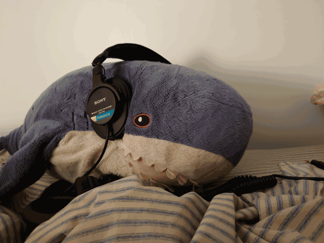 He's listening to his tunes